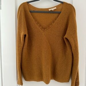 Sézane Loretta sweater with lace | brown, beige | Size Small